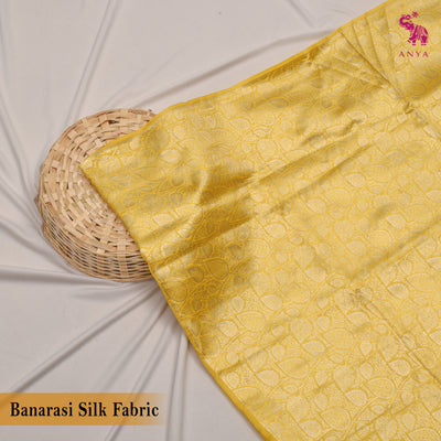 Oil Mustard Banarasi Silk Fabric with Creeper Design