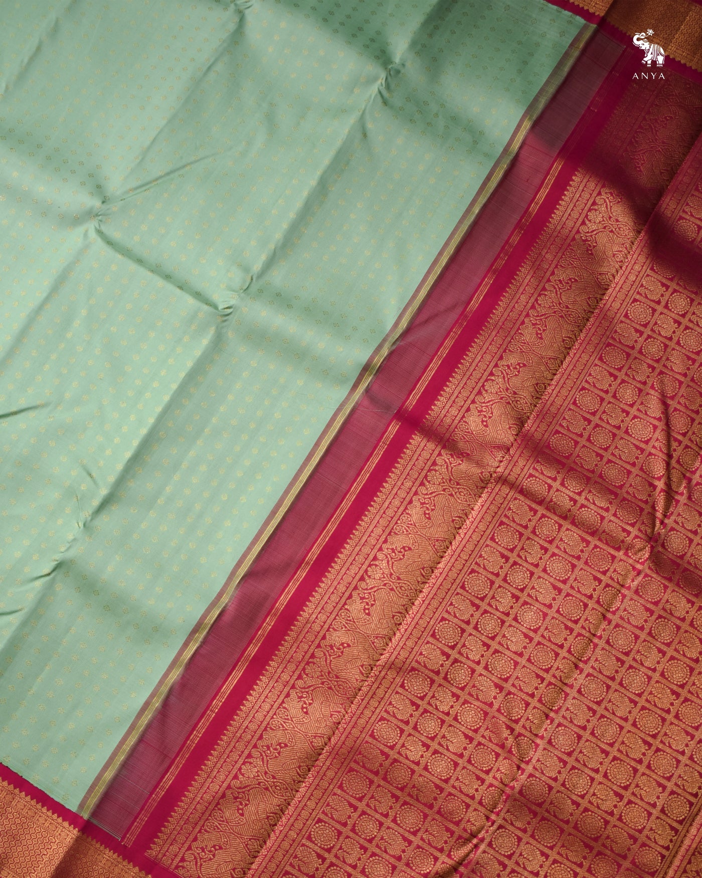 Apple Green Kanchi Classic Saree with Kamalam Butta Design