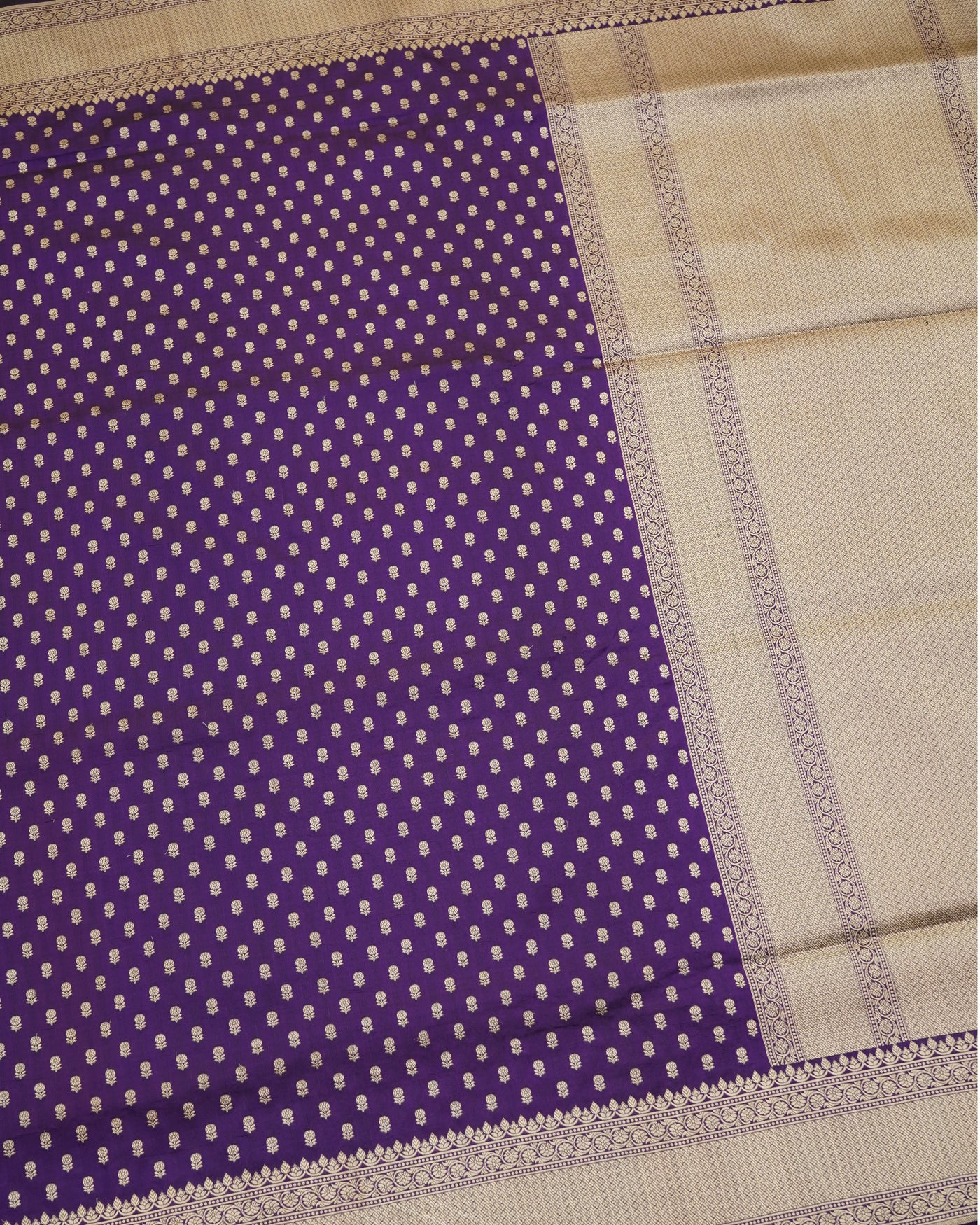 Violet Banarasi Silk Saree with Small Zari Butta Design