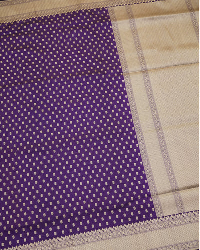 Violet Banarasi Silk Saree with Small Zari Butta Design