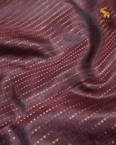 Light Purple Tussar Silk Saree with Zari Stripes Design