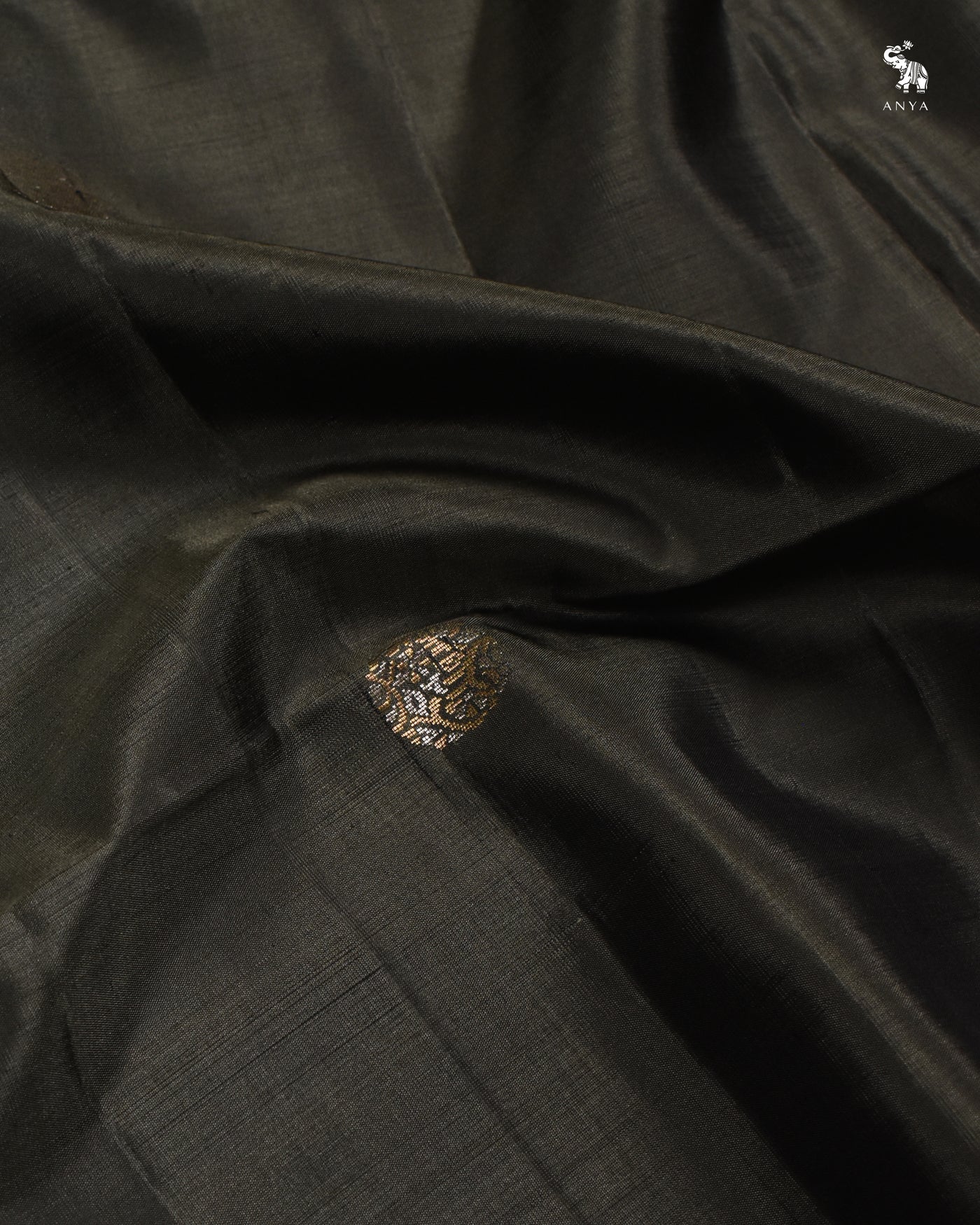 Olive Green Soft Silk Saree with Zari Butta Design