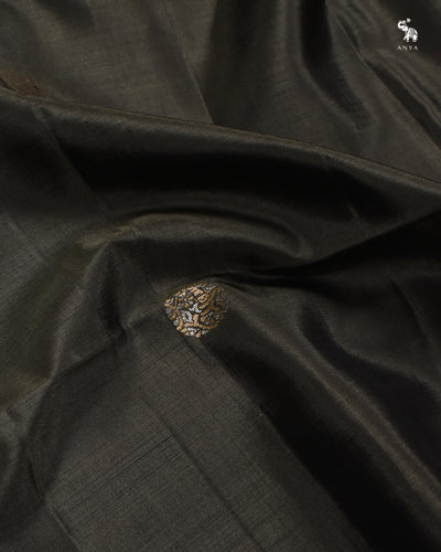 Olive Green Soft Silk Saree with Zari Butta Design