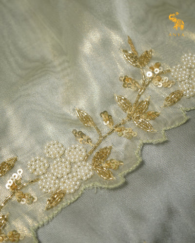 Apple Green Tissue Organza Saree with Embroidery Design