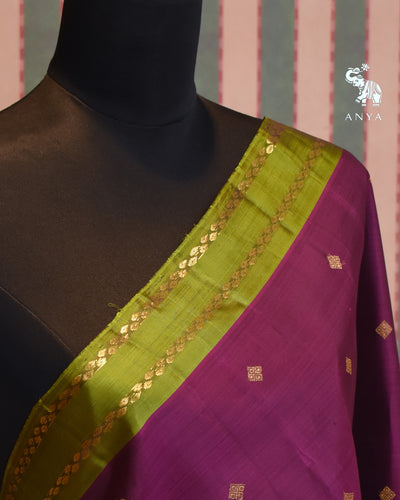 Black Magenta Kanchi Classic Saree with Zari Butta Design