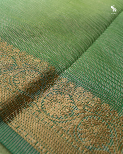 Apple Green Multicolour Tissue Saree with Crush Tissue Pallu