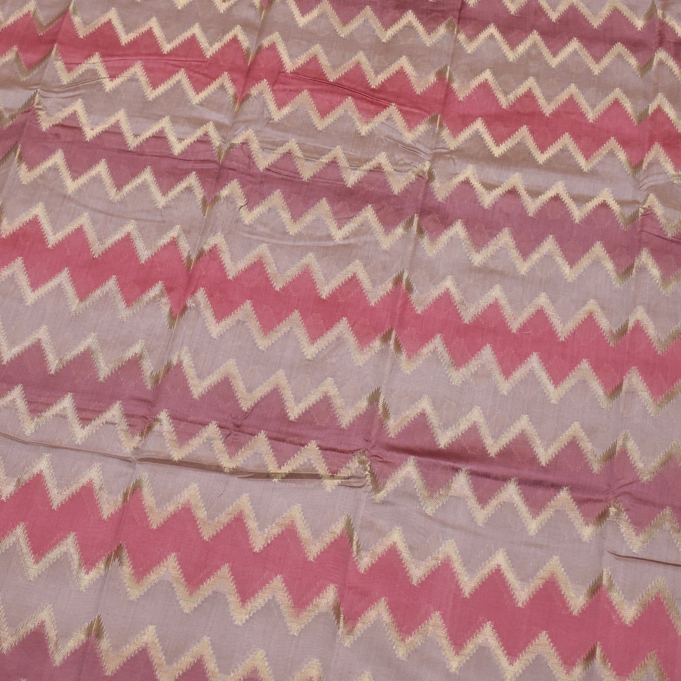 Onion Pink Chanderi Banarasi Silk Saree with Zig Zag Design