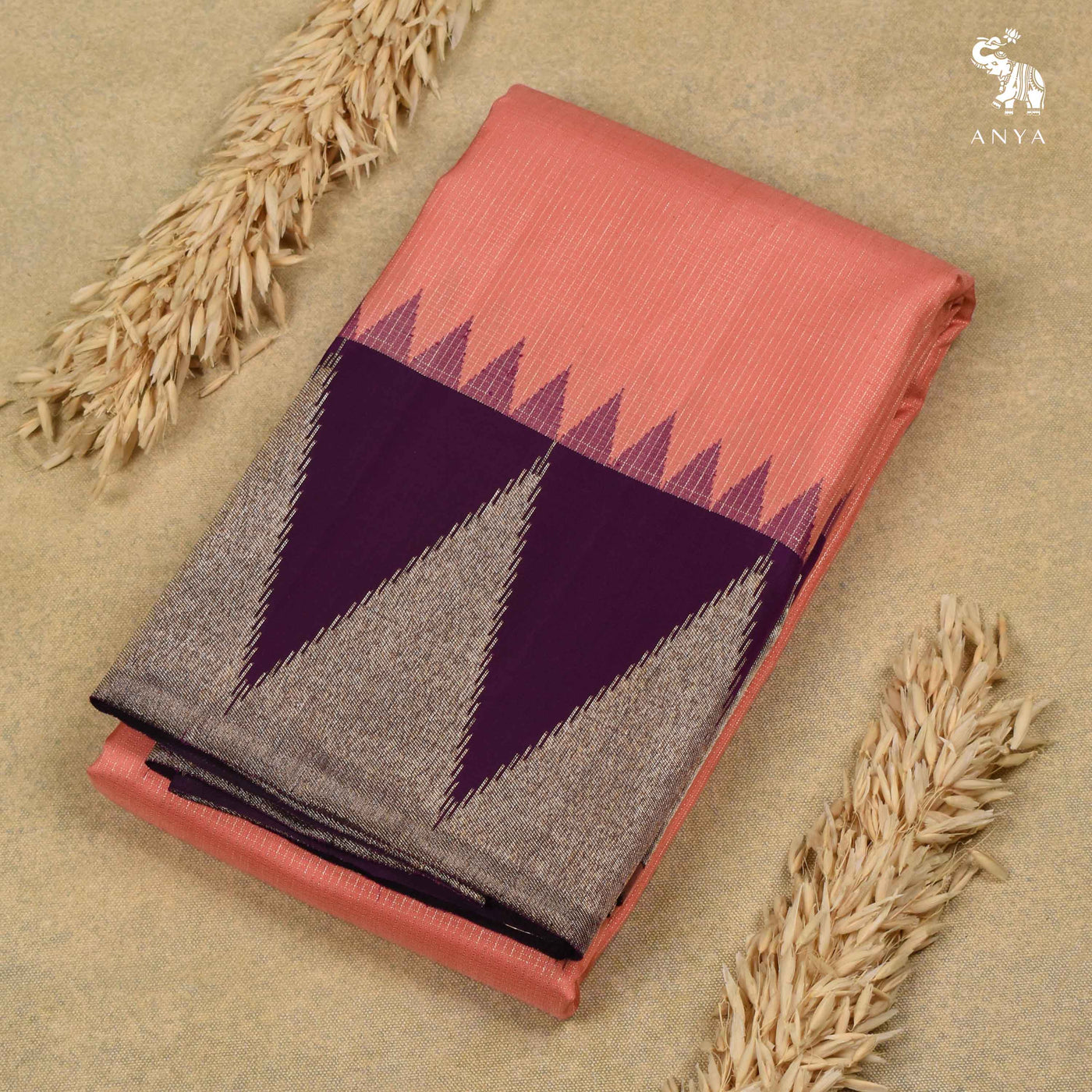 Peach Kanchi Classic Saree with Vairaoosi Checks Design