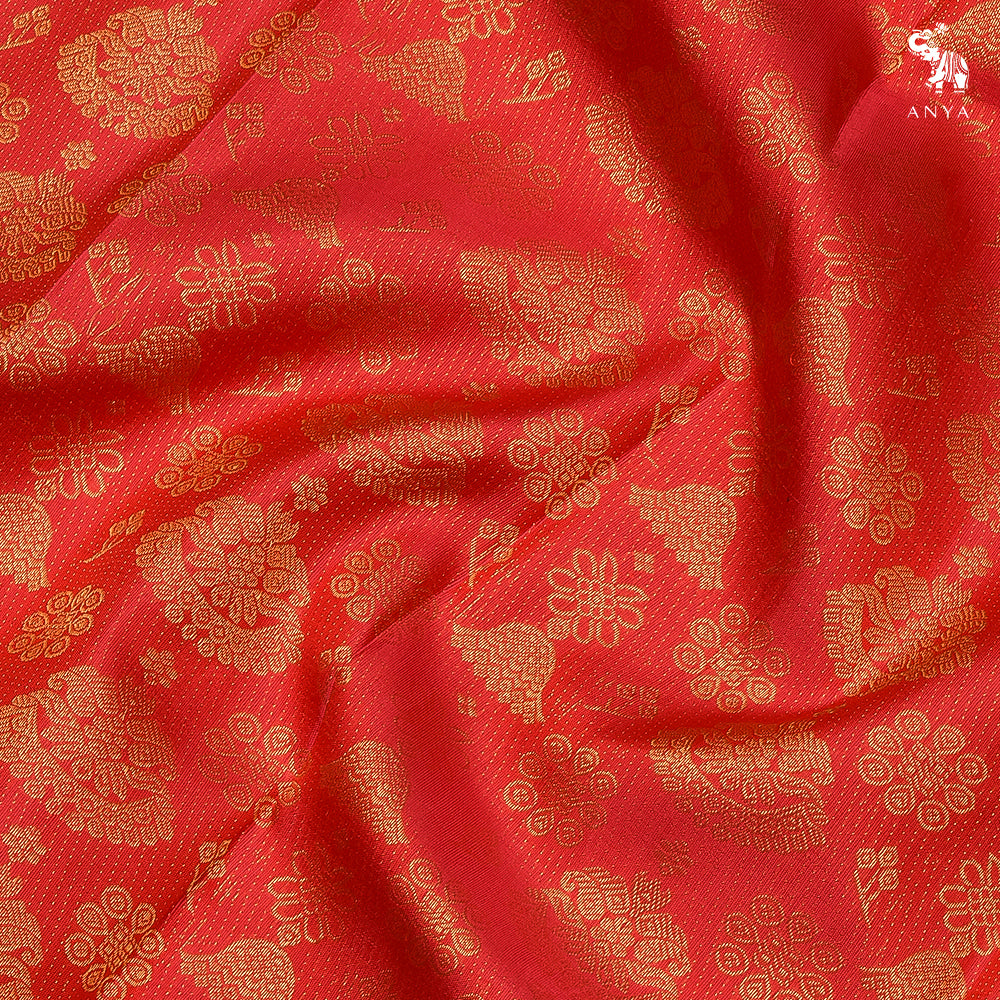 Arakku Thakkali Kanchi Silk Fabric with Jewellery Butta Design