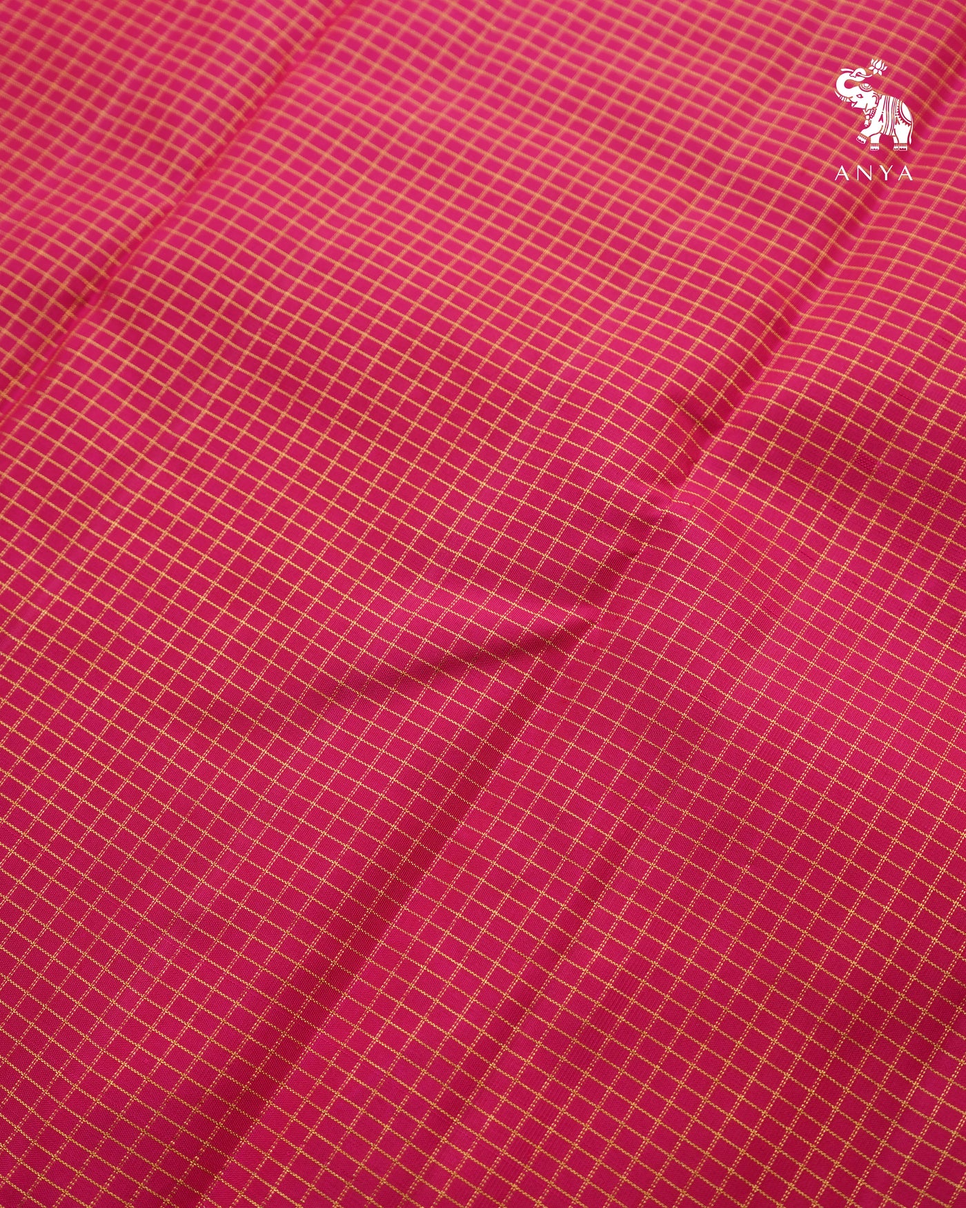 Arakku Pink Kanchi Silk Fabric with Zari Checks Design