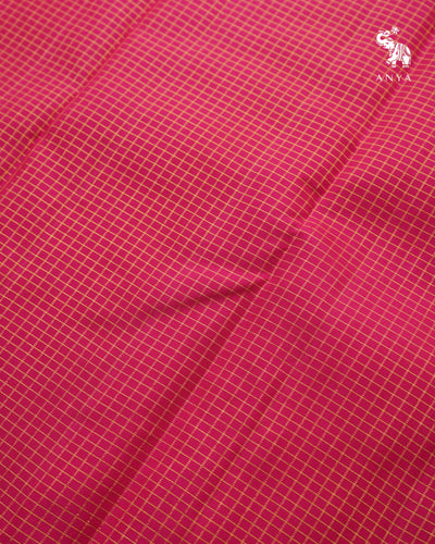 Arakku Pink Kanchi Silk Fabric with Zari Checks Design