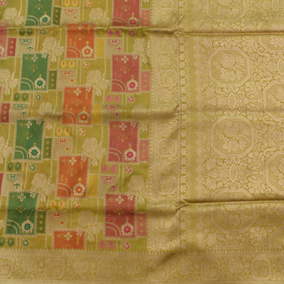 Multicolor Banarasi Silk Saree with Floral Creeper Design