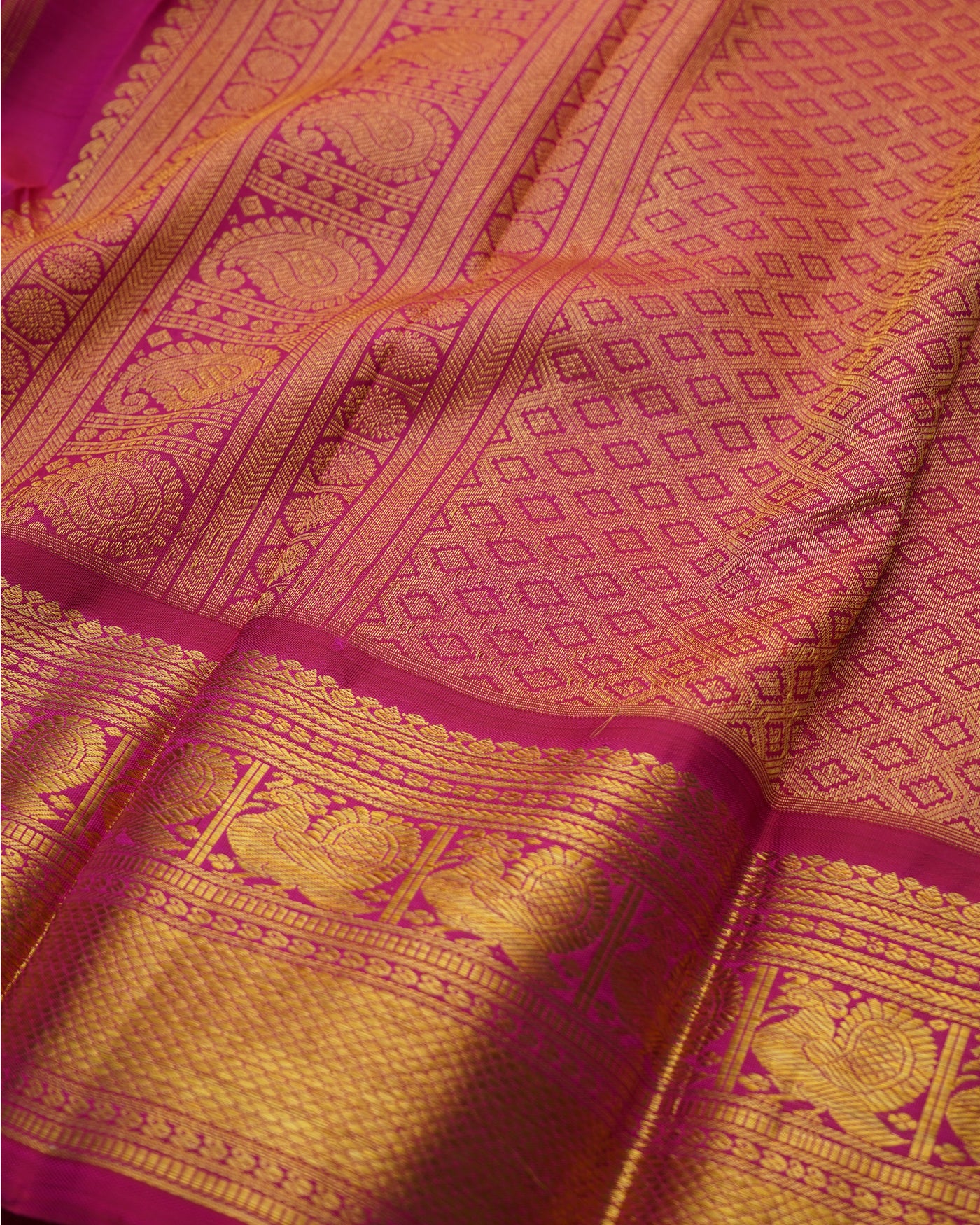 Maroon Kanchi Silk Saree with Zari Butta Design