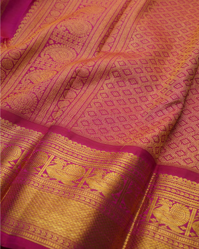 Maroon Kanchi Silk Saree with Zari Butta Design