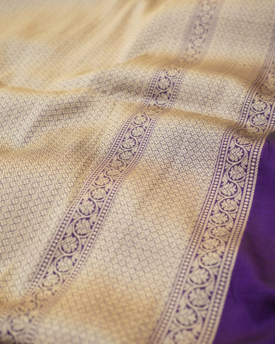 Violet Banarasi Silk Saree with Small Zari Butta Design