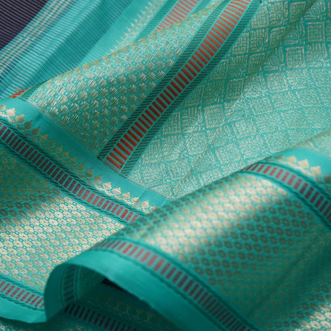 Navy Blue Kanchi Silk Saree with Vairaoosi Lines Design