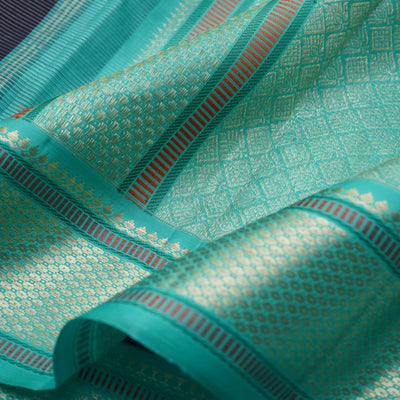 Navy Blue Kanchi Silk Saree with Vairaoosi Lines Design