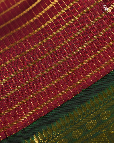 V Pakku Kanchi Silk Saree with Horizontal Kattam Design