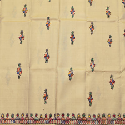 Off White Madhubani Kanchi Silk Saree