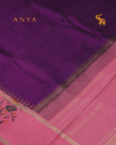 Black Magenta Printed Kanchi Silk Saree