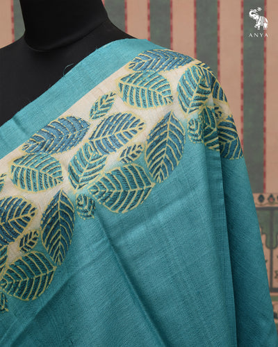 Blue Tussar Silk Saree