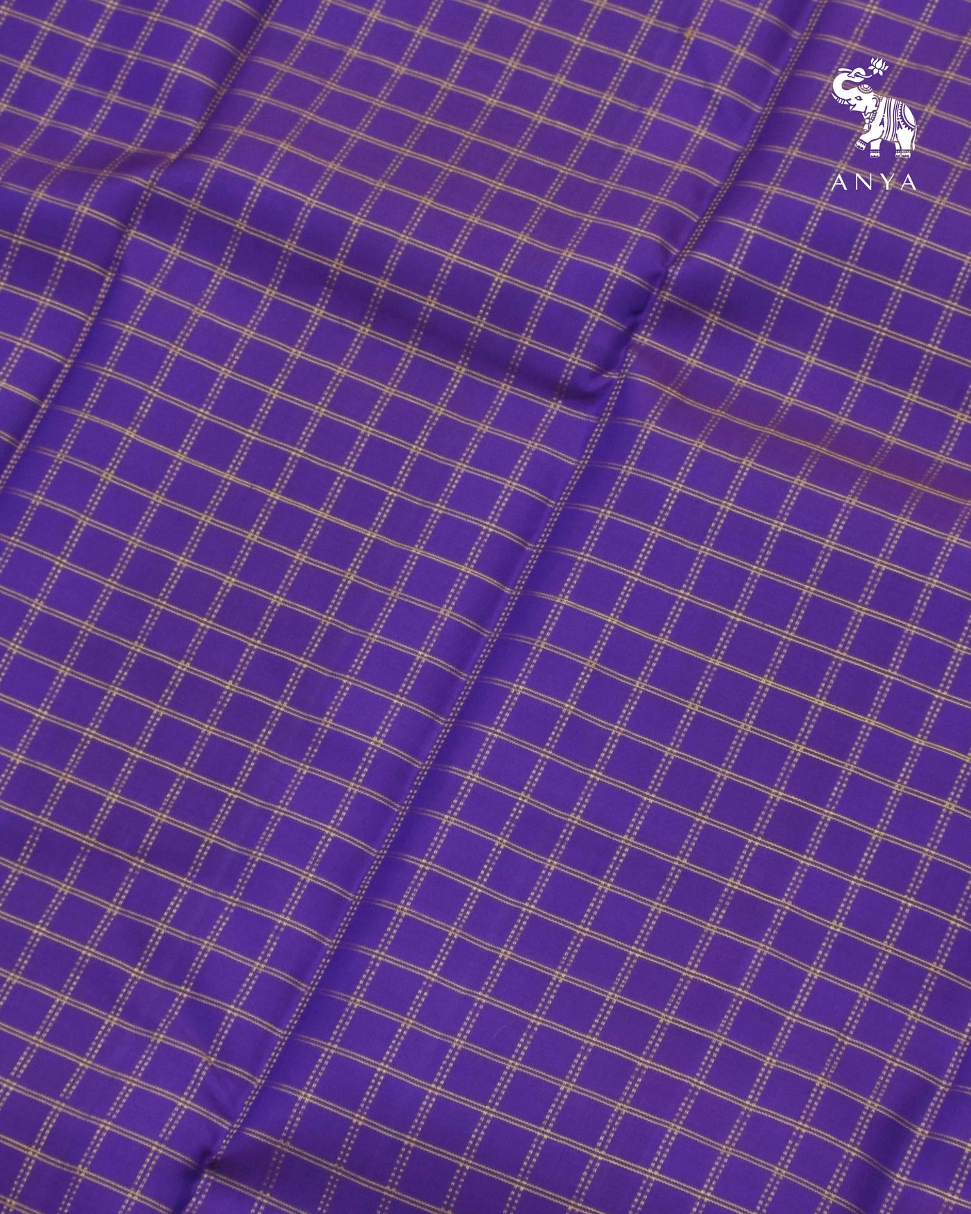 Violet Kanchi Silk Fabric with Medium Zari Kattam Design