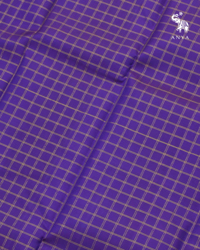 Violet Kanchi Silk Fabric with Medium Zari Kattam Design