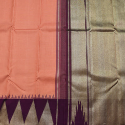 Peach Kanchi Classic Saree with Vairaoosi Checks Design