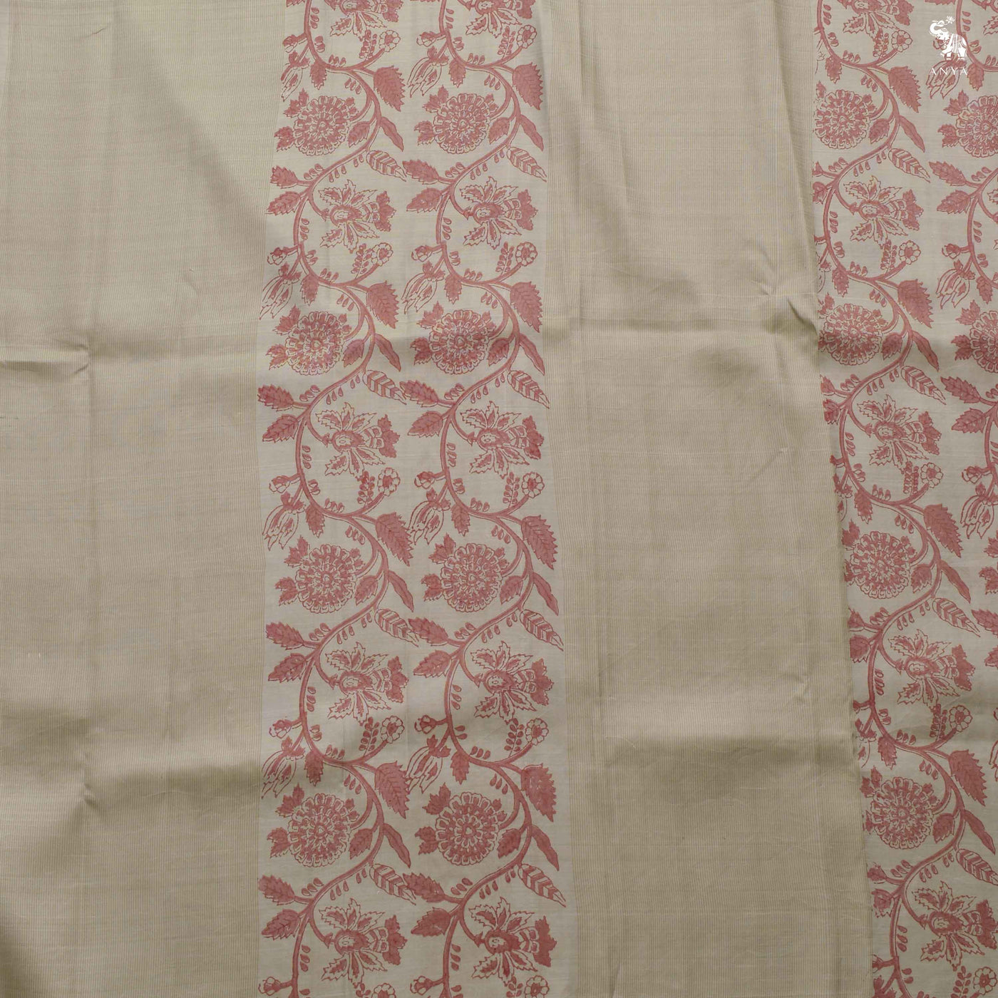 Beige Printed Kanchi Silk Saree