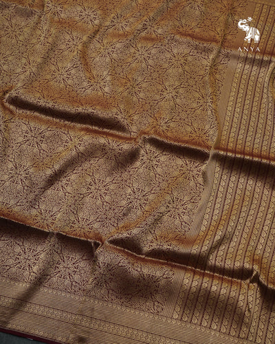 Maroon Banarasi Silk Saree with Peacock Zari Creeper Design