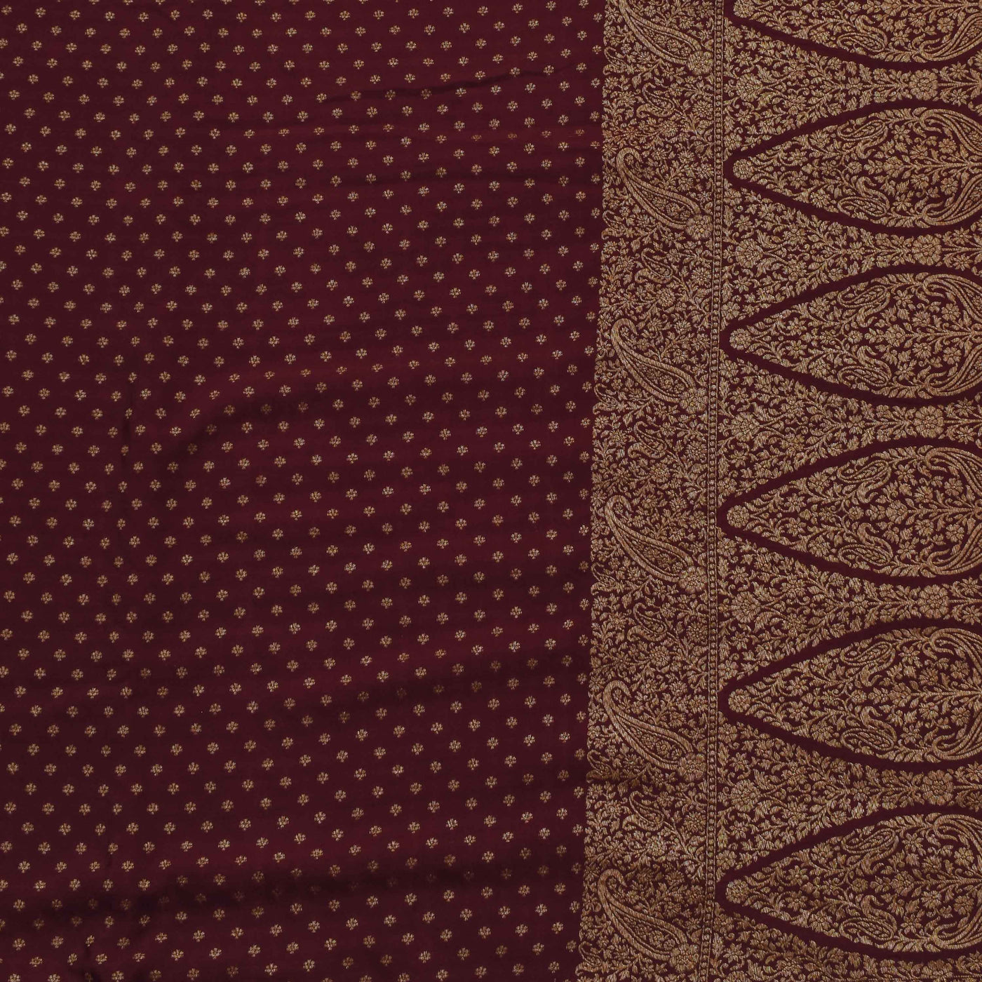 V Pakku Crepe Banarasi Silk Saree with Small Zari Butta Design