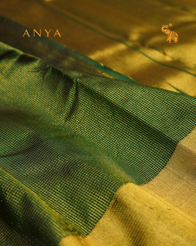 Bottle Green Kanchi Silk Saree with Small Zari Kattam Design