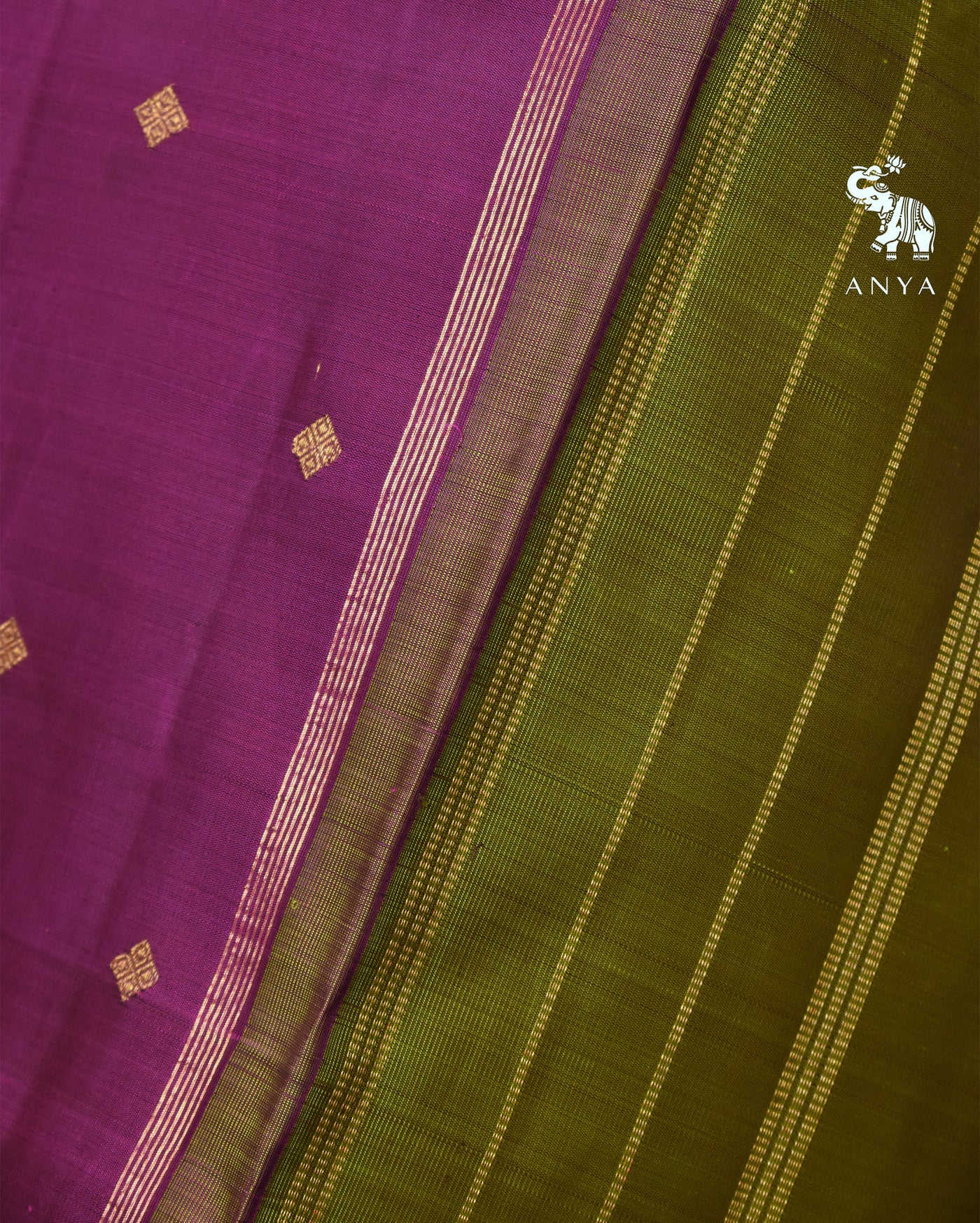 Black Magenta Kanchi Classic Saree with Zari Butta Design