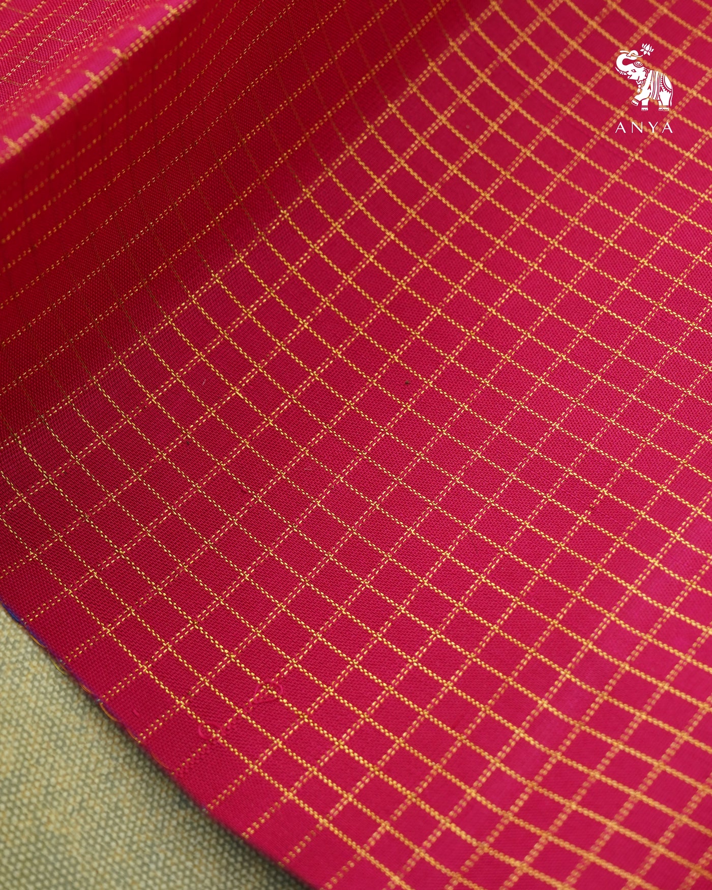 Arakku Pink Kanchi Silk Fabric with Zari Checks Design