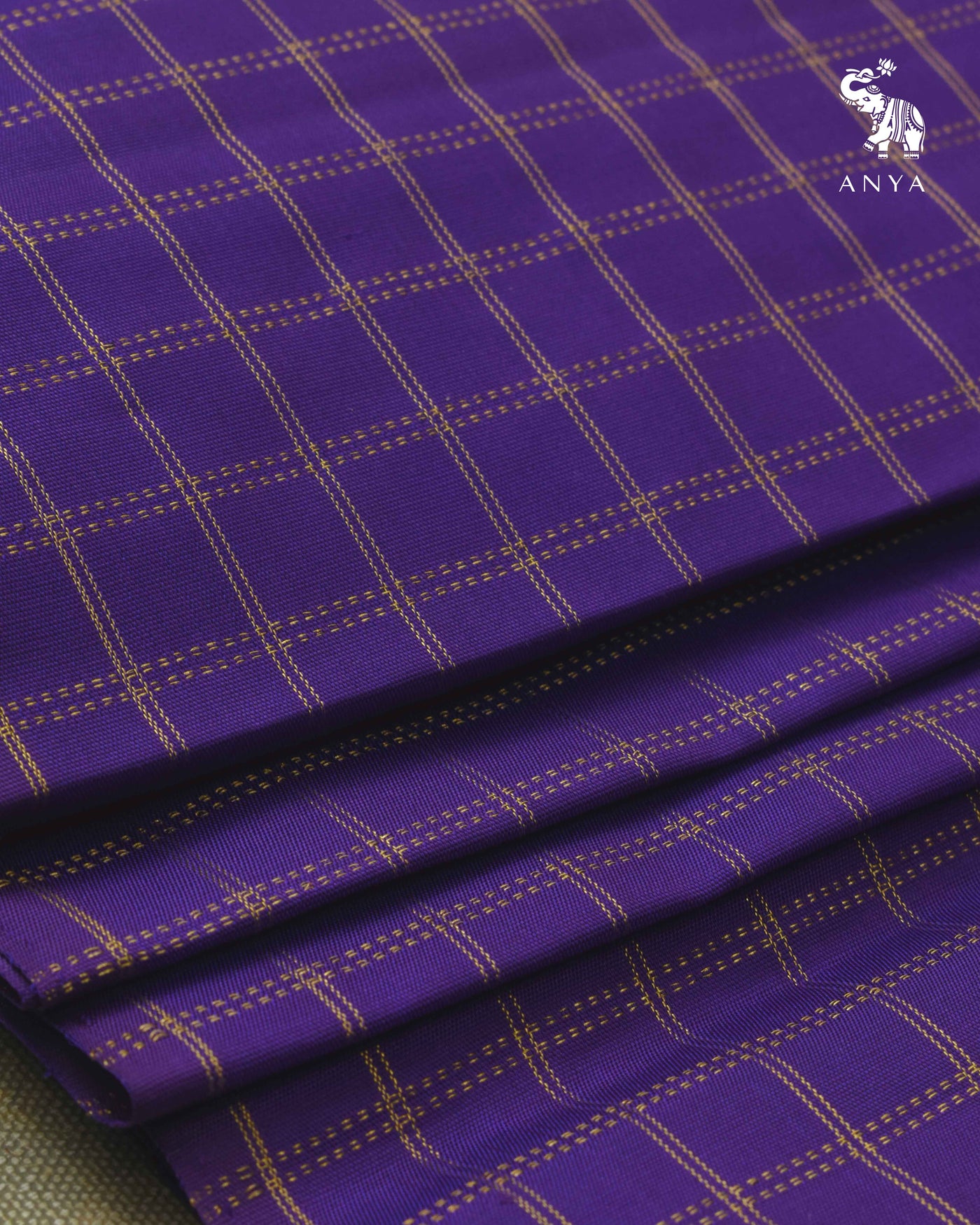 Violet Kanchi Silk Fabric with Medium Zari Kattam Design