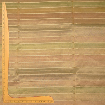 Onion Pink and Multicolor Organza Tissue Fabric with Zari Stripes Design