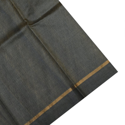 Dark Grey Tussar Silk Saree with Thread Checks Design
