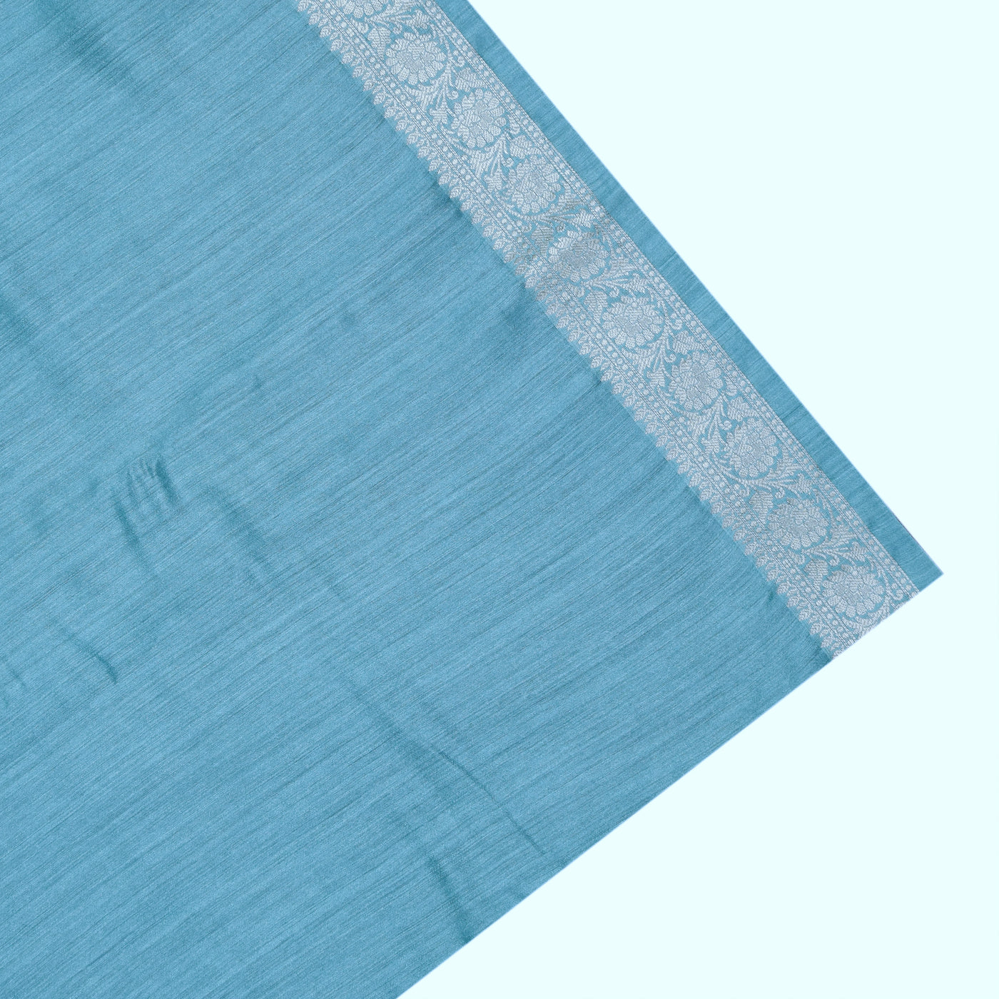 Light Blue Tussar Moonga Saree with Zari Butta Design