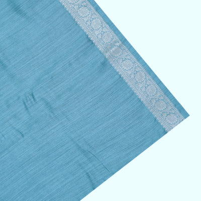 Light Blue Tussar Moonga Saree with Zari Butta Design