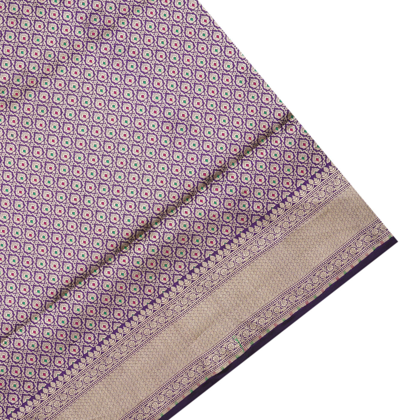 Violet Banarasi Silk Saree with Small Zari Butta Design