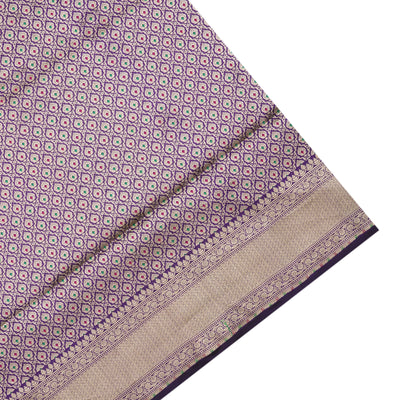 Violet Banarasi Silk Saree with Small Zari Butta Design