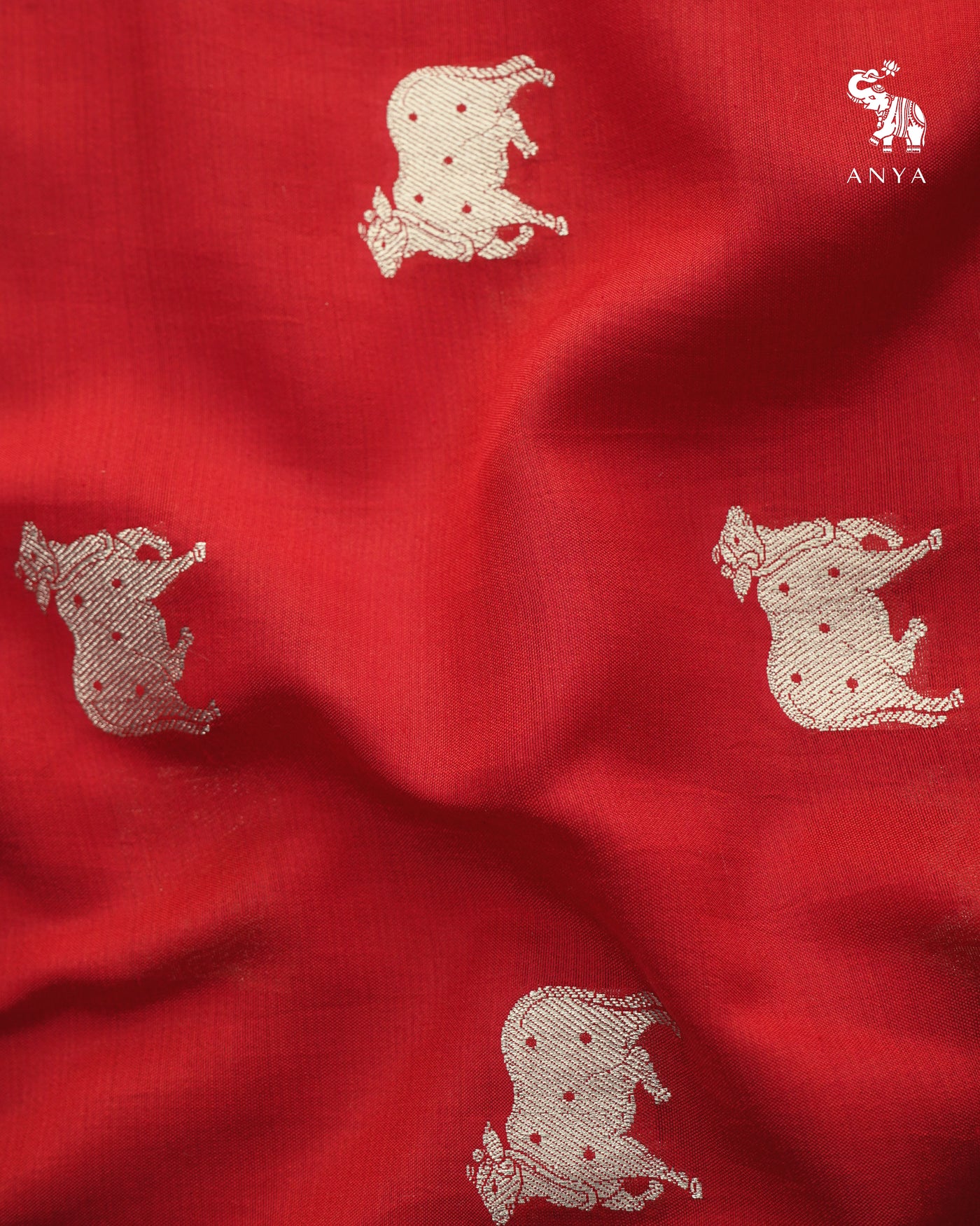 Maroon Banarasi Silk Fabric with Cow Butta Design