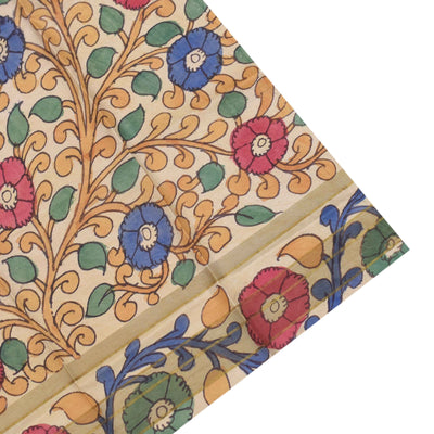 Maroon Pen Kalamkari Kanchi Silk Saree