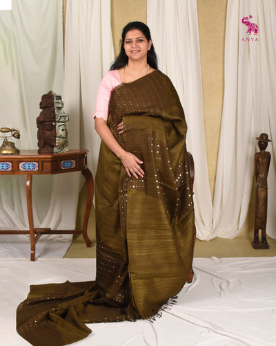 Mehandi Green Bailu Sequins Saree
