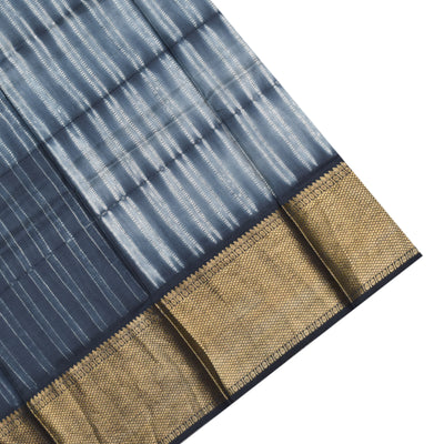 Dark Grey Hand Knotted Shibori Kanchi Silk Saree