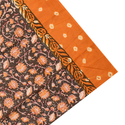 Oil Mustard Cotton Kota Saree with Bhandhini Print Design