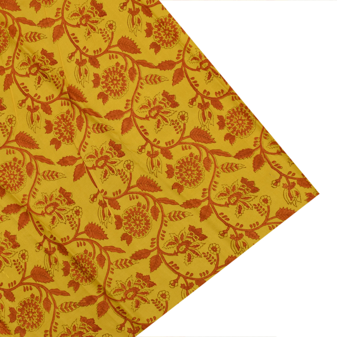 Mustard Printed Kanchi Silk Saree with Stripes Print Design