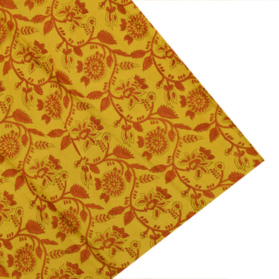 Mustard Printed Kanchi Silk Saree with Stripes Print Design