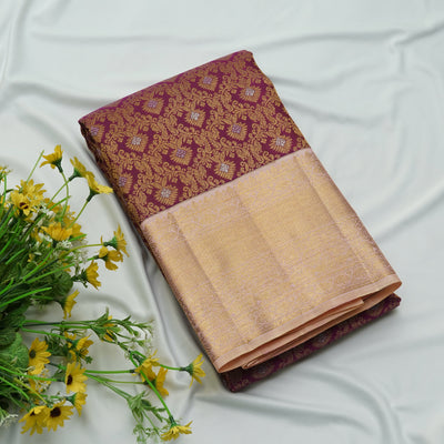 Magenta Kanchi Silk Saree with Creeper Zari Design