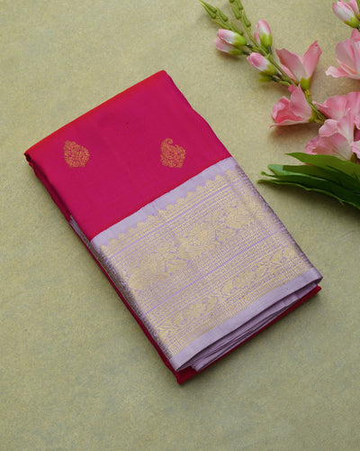 Mittai Pink Kanchi Silk Saree with Zari Butta Design